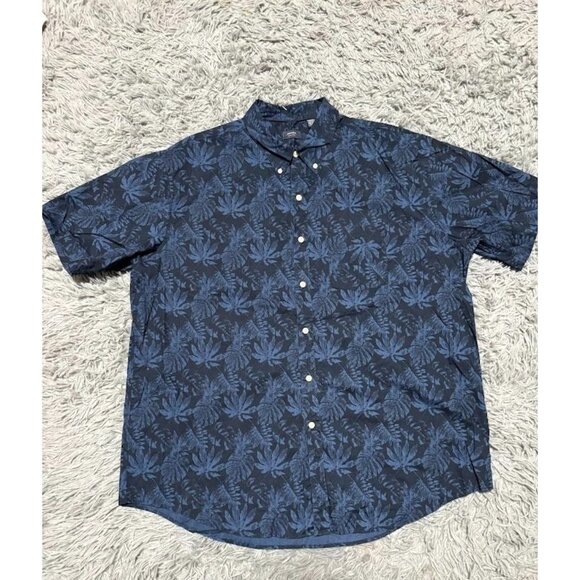 Mens Arrow Button Up Shirt Navy Blue Leaf XXL - Picture 1 of 4